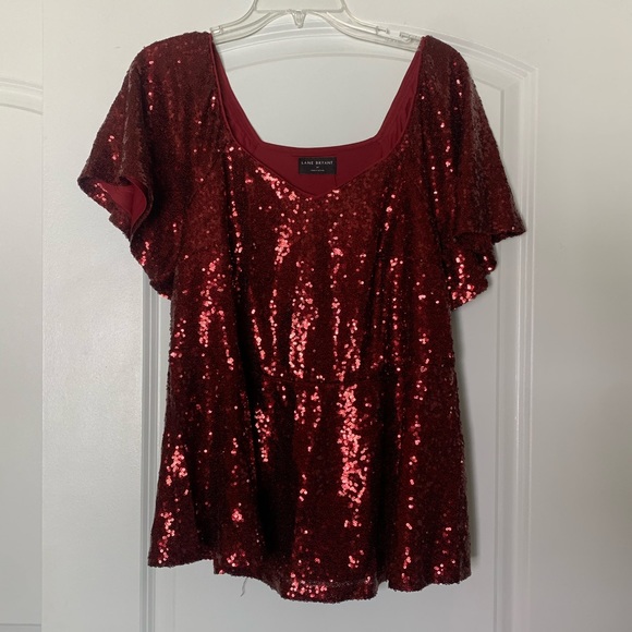 Lane Bryant Tops - Sequin Flutter Sleeve Peplum Top